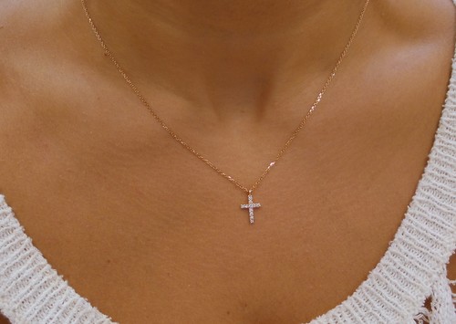 DIAMOND CROSS 14 K ROSE GOLD 0.15 CT 
