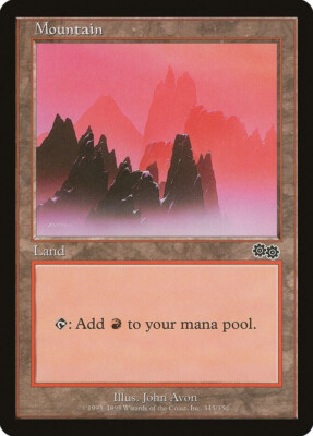 20 Basic Land #345 - SAME ART - Mountain - Urza's Saga - MP-NM - Magic MTG FTG