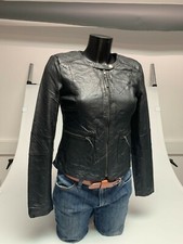 Ladies Black Soft Real Leather Slim fitted Classic Biker Jacket, stock Clearance
