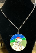 RHTF VTG  DAY TRIPPER  cyclist Snoopy Peanuts c 1958 Medallion/Pendant Aviva