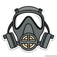 Tear Gas Mask, Vinyl Decal Sticker, Indoor Outdoor, 3 Sizes, #12699
