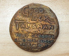 1927 Anheuser Busch Tony Cabooch Swastika Good Luck Token 7g. 27mm