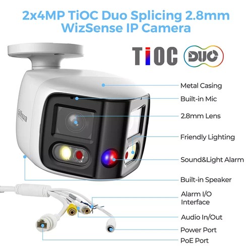 4K 8MP 180° Panoramic Dual-Lens TiOC2.0 IP Bullet Camera IPC-PFW3849S-A180-AS-PV - Picture 11 of 17