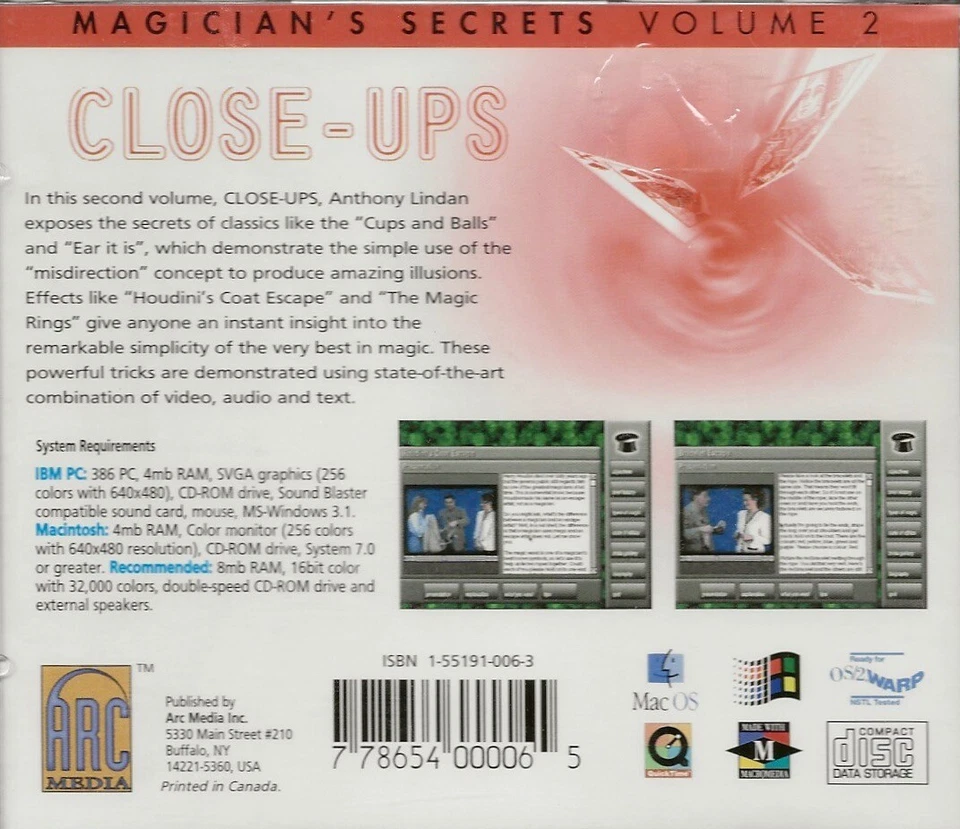 MAGICIAN'S SECRETS: Volume 2 - CLOSE-UPS (Win/Mac CD-ROM in Jewel Case) Sealed - Image 2 of 2