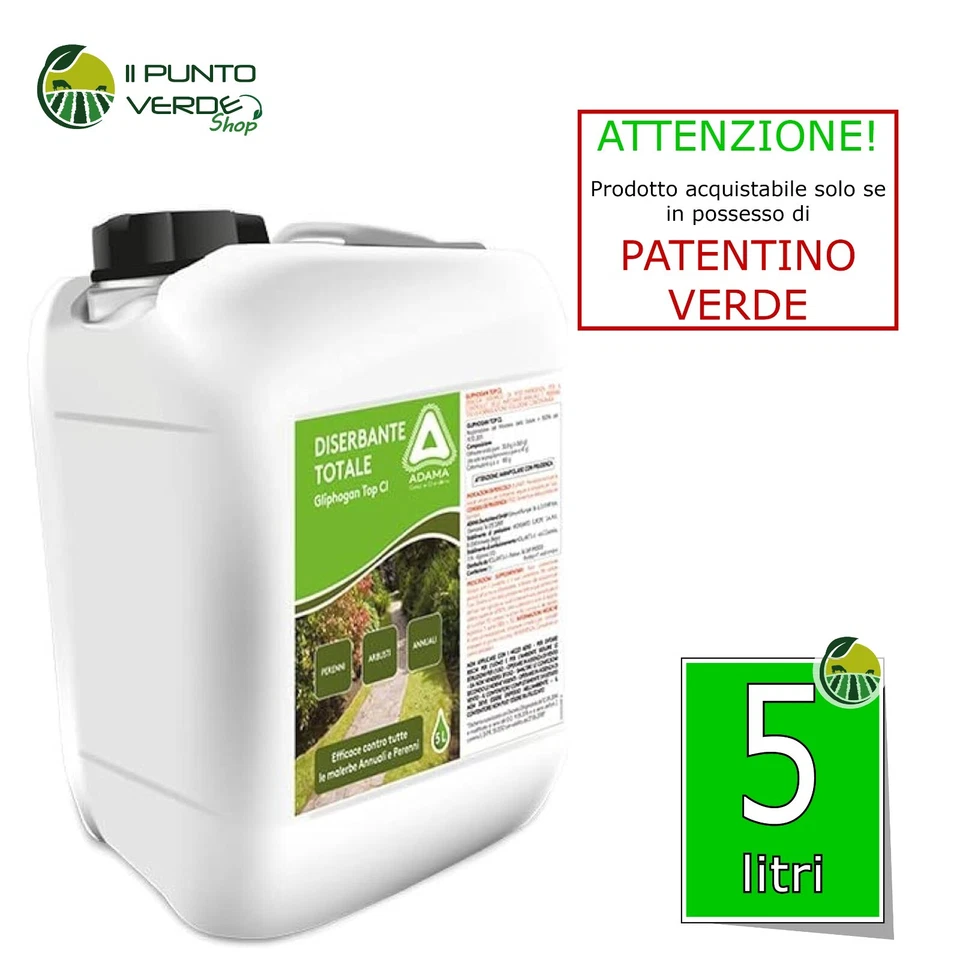 Adama DISERBANTE TOTALE glifosate ERBICIDA 5 Litri con PATENTINO FITOSANITARIO