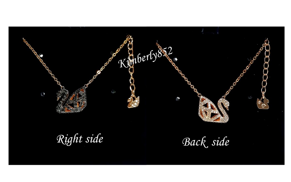 Swarovski Facet Swan Necklace 3D cage Reversible Black/Clear Crystal NEW  5281275