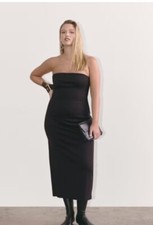 NWT Everlane The Dream Strapless Dress Black Midi Organic Cotton Bodycon Medium