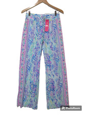 Sz XS NWT 128 Lilly Pulitzer Bal Harbour Palazzo Pants Colorful Wide Leg Pants
