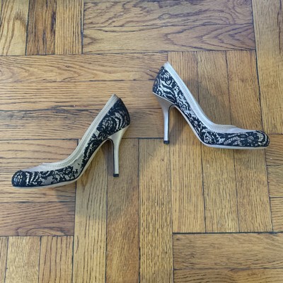 champagne lace heels