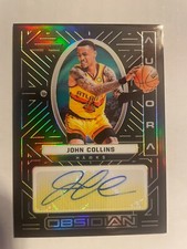 2021-22 Obsidian John Collins Aurora Autographs Electric Etch Yellow Hawks #1/10