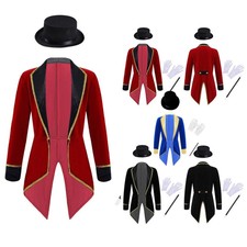 YiZYiF Boys Girls Ringmaster Cosplay Outfit Halloween Circus Magic Show Costume