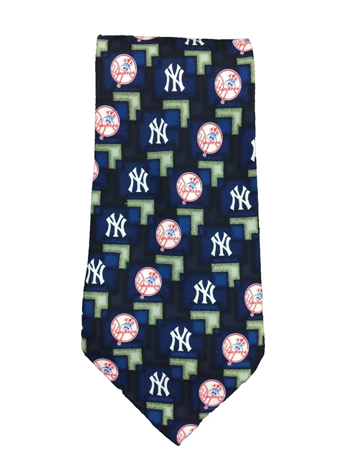 MLB YANKEES LOGO Corbata de Seda 59x4 Azul Juego de Béisbol Bronx Nueva York América Deportes Foto 2 de 4