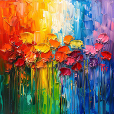 Rainbow Bloom Canvas Art Print | Abstract Flower Wall Art | 30x30 & Sizes | UK |