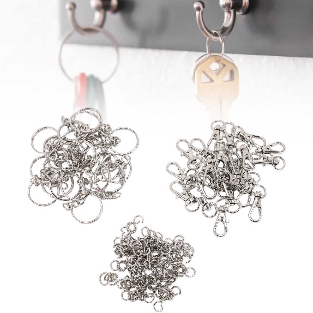 200Pcs Keyring Set Zinc Alloy Glossy Silver Portable Key 200Pcs Keyring Set Zinc Alloy Glossy Silver Portable Key