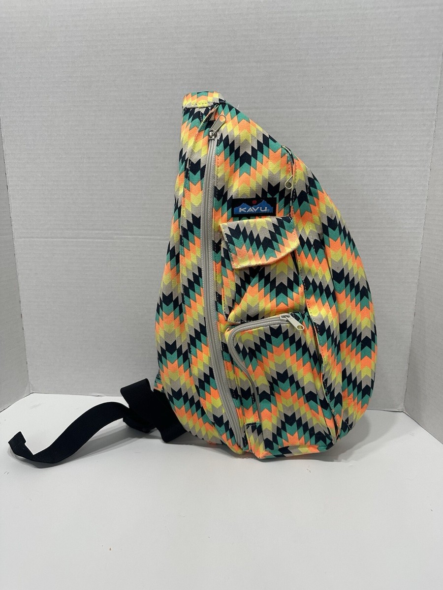 Kavu Men\'s Zigzag Belt Bag - Orange, Green, and White Canvas Spectator – KAVU.com main image 3