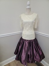 Vintage Dress Lace Corset/Taffeta Iridescent Flounces/Prom/Formal/Evening