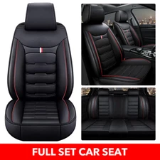 Leather Car Seat Covers Full Set Front Back 5 Seats Protector Fit for Most Cars