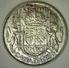 1950 Canada Silver Fifty Cents Coin Almost Uncirculated 50c AU Coin Lines in 0