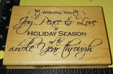 Wishing you joy peace love holiday season New Year,B709,wooden,inkadinkado