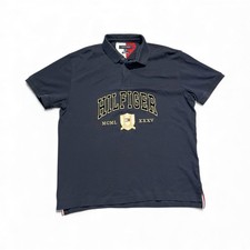 Tommy Hilfiger Men's Cotton Jersey Slim Fit 1985 Badge Polo Shirt Navy Large