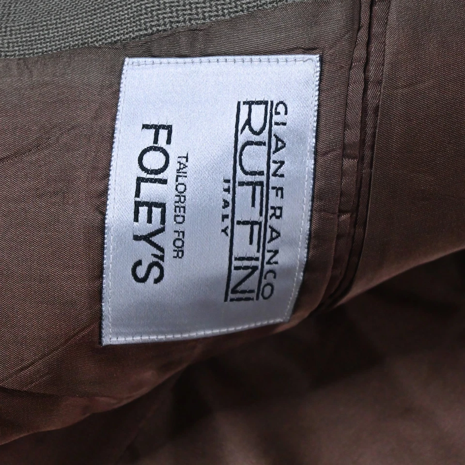 Vtg Ruffini 41R 42R 32x30 Green Glenn Check Wool Mens Jacket Pants Suit - Image 4 of 4