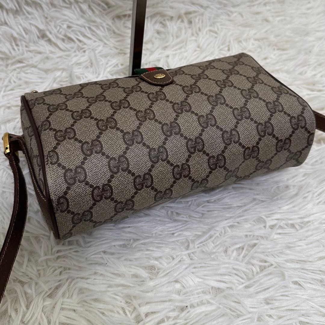 GUCCI GG Sherry Line Shoulder Bag Ziplock Leather PVC Brown Beige Gold Hardware thumbnail 11