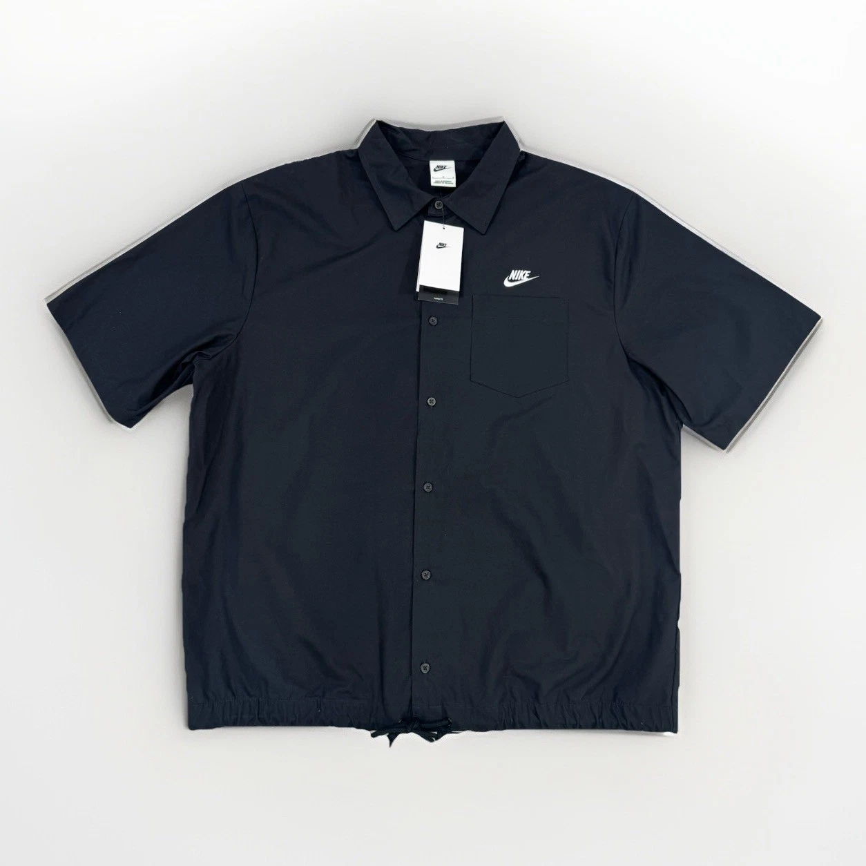 Nike Club Oxford camicia manica corta con bottoni nera uomo large FN3902 010 sciolta