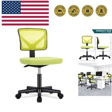 Small Desk Chair Armless, Ergonomic Adjustable Home Office Swivel Rolling Tas...