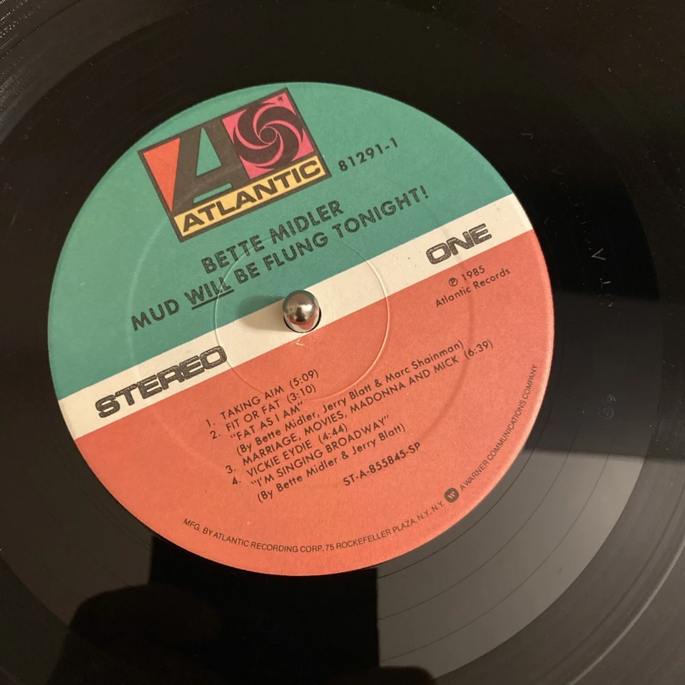 BETTE MIDLER "Mud Will Be Flung Tonight" Vinyl LP (1985) 81291-1 Atlantic VG+/G+ - Image 3 of 4