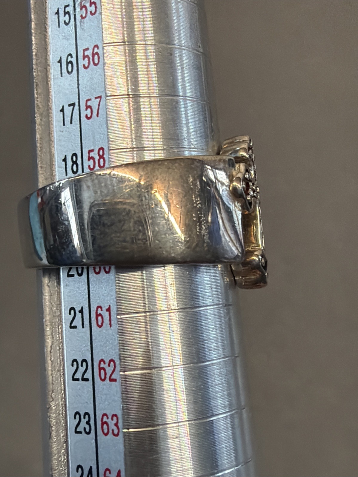 FH Signed Sterling Silver Ruby Stone Cross Ring T… - image 4