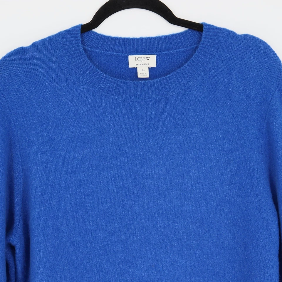 J. Suéter de hilo extra suave cuello redondo para mujer talla M mezcla de lana azul real Foto 2 de 4