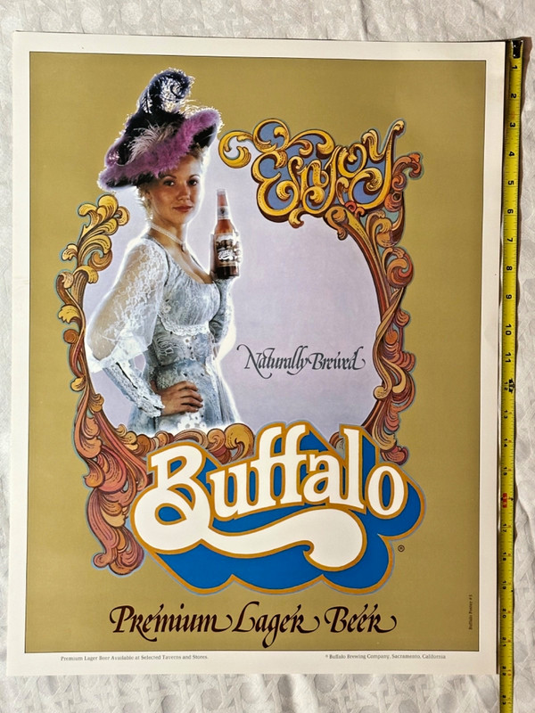 1974 BUFFALO Beer Sacramento POSTER #3  MINT  22x17"