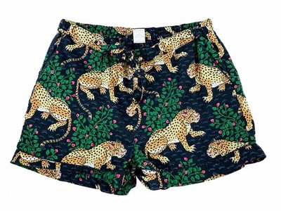 Printfresh Leopard Print Pajama Shorts XS Cotton Lounge Sleepwear Drawstring