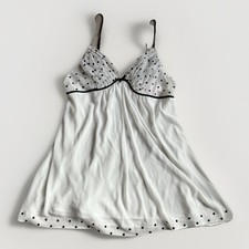 Vintage Oscar De La Renta Chiffon Polkadot Babydoll Cami XL Sleep Intimate