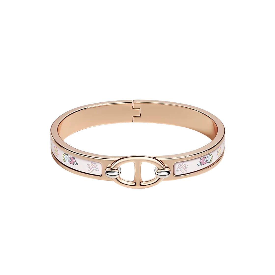 (W) Hermes Mini Clic Chaine D'Ancre Funny Ice Cream Bracelet Rose G & Jasmin