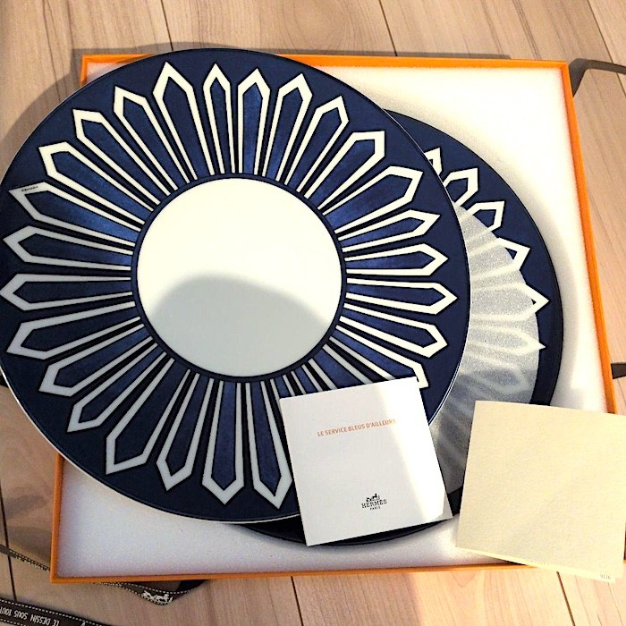 HERMES Bleus d'Ailleurs Dinner Plate Blue Dish Tableware 2 set
