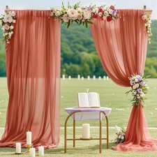 Terracotta Sheer Curtains Chiffon Backdrop Curtain Wedding Drapes Rustic Arch...