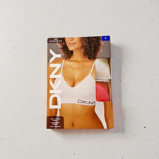 DKNY Women’s Seamless Bra 2 Pack Soft Stretch Adjustable Strap Grey Pink Size L