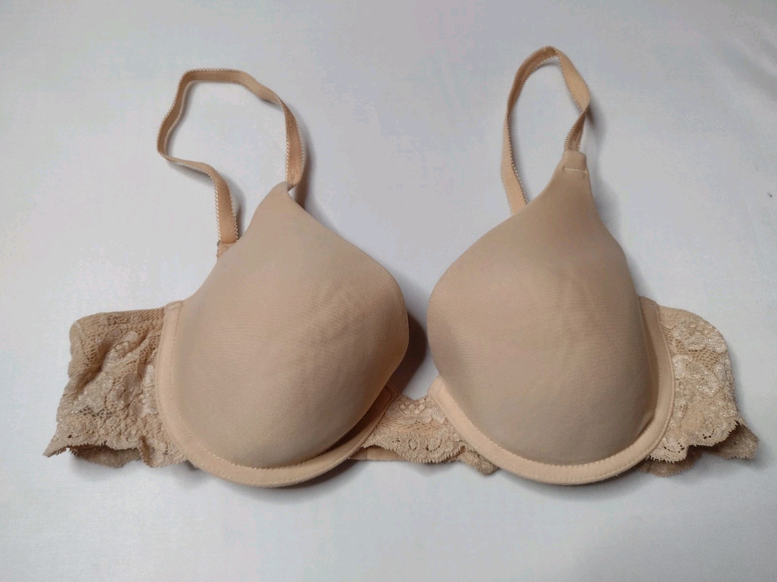 Victoria's Secret Plunge Underwire Bra 34B Beige Lace T-shirt Padding NN