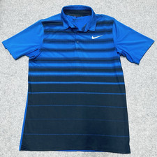 Nike Golf Shirt Men  s Small Blue Dri Fit Stretch Polo Logo Preppy Performance
