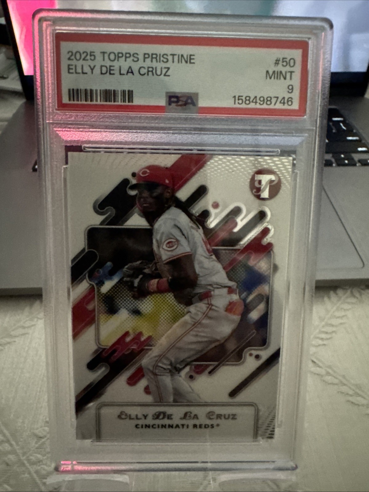 2025 Topps Pristine - Elly De La Cruz #50 PSA 9 Pop 1 view 3