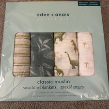 Aden  Anais 100 Organic Cotton Muslin Blankets 4 Pack Large Swaddles NEW Sealed