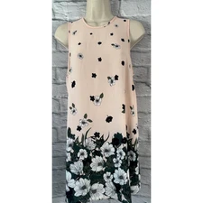 Dorothy Perkins Blouse Sleeveless Light Size 12 Floral Pink & Green Cottagecore