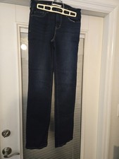 Levi's 505 Straight Girls Jeans Size 6 Dark Wash Blue Denim Button Zip
