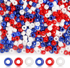 1200Pcs 6X9Mm Red White and Blue Pony Beads, Patriotic 4Th of July Beads for DIY