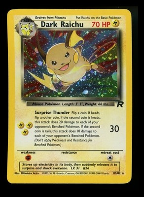 Dark Raichu 83/82 Team Rocket 2000 Holo Rare WOTC Pokémon Card TCG
