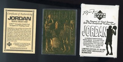 1995 UPPER DECK GOLD MICHAEL JORDAN TRIPLE IMAGE W/ BOX COA MINT IN CASE /23K UD