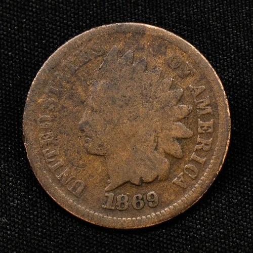 • KEY DATE • 1869 INDIAN HEAD CENT 1c G GOOD penny coin