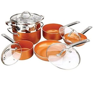 Copper Non-Stick Kitchen Cookware Set Pan & Pots Luxury Induction, 10-Piece Set