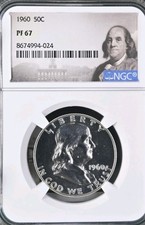 1960 Proof Franklin 50¢ NGC PF 67 Bx 15
